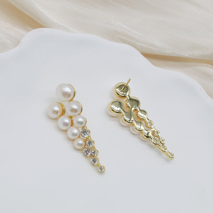 Pearl Cascade Crystal Earrings