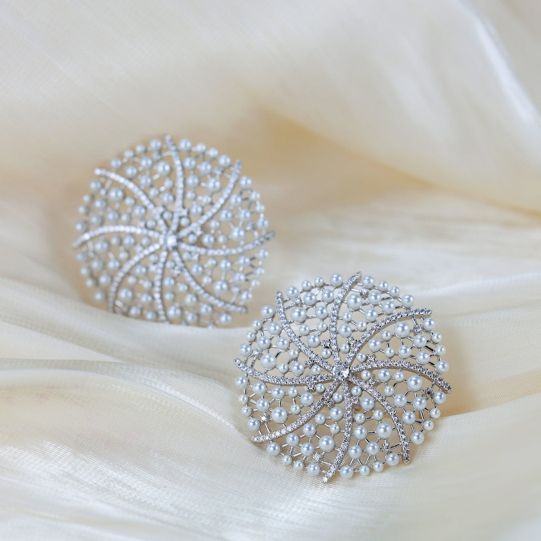 Aurora Web Statement Pearl Earrings