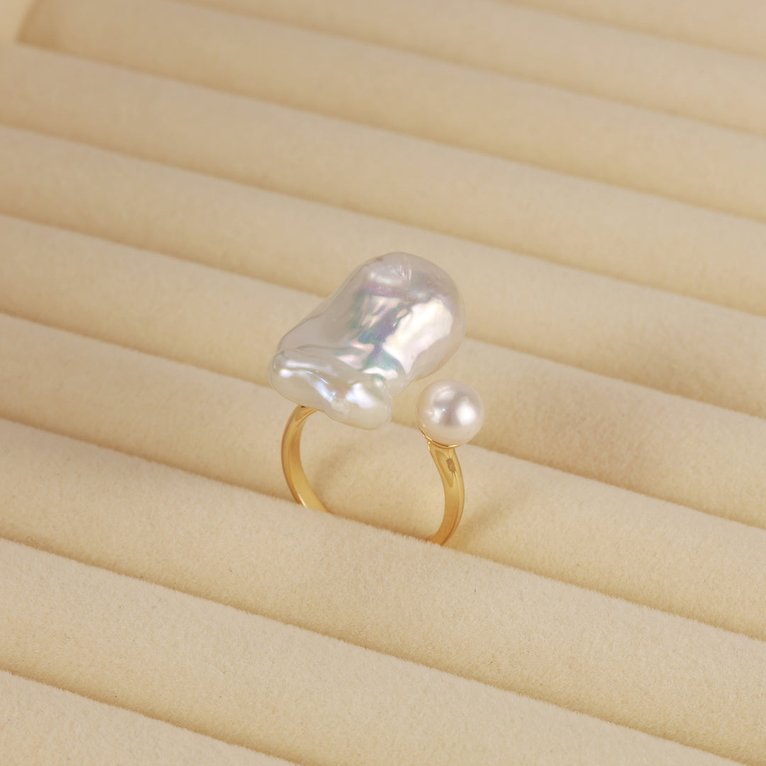 Twin Tide Baroque Pearl Ring