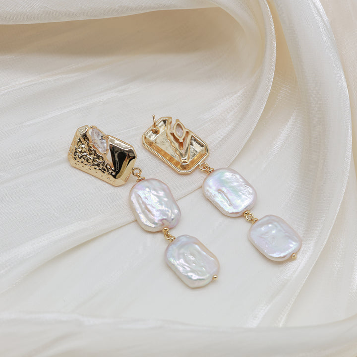 Layered Baroque Pearl Drop Earrings