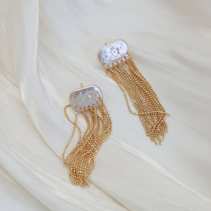 Celeste Pearl Fringe Earrings