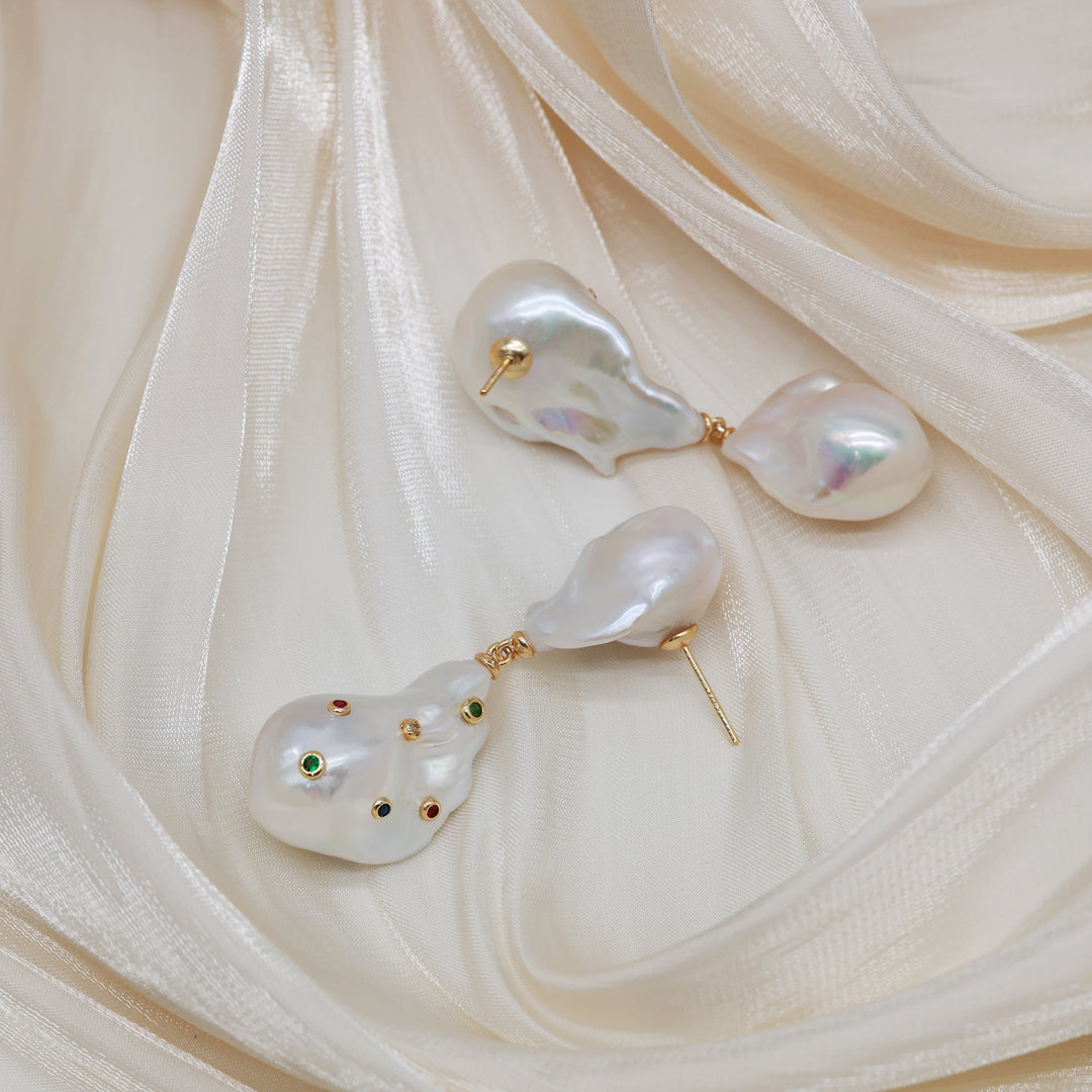 Dual Baroque Pearl Drop Earrings