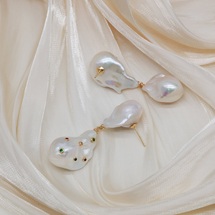 Dual Baroque Pearl Drop Earrings