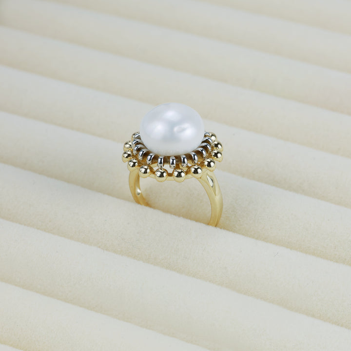 Radiant Halo Pearl Ring