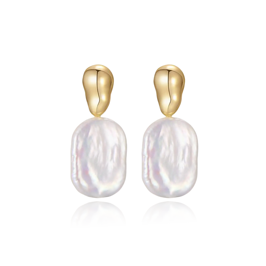 Liquid Form Pearl Drop Earrings