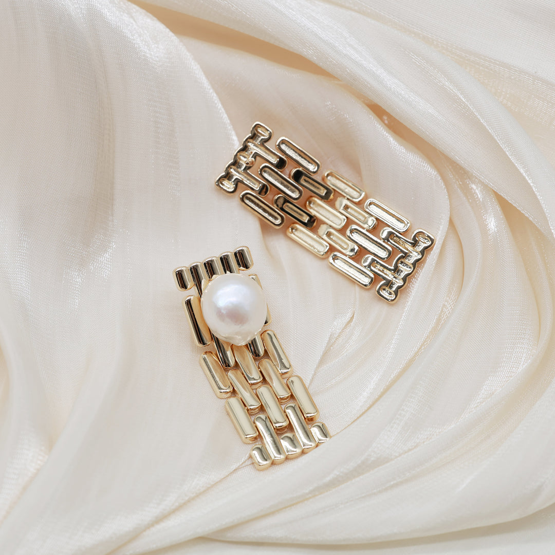 Modular Link Pearl Earrings