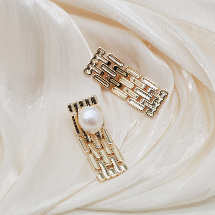 Modular Link Pearl Earrings