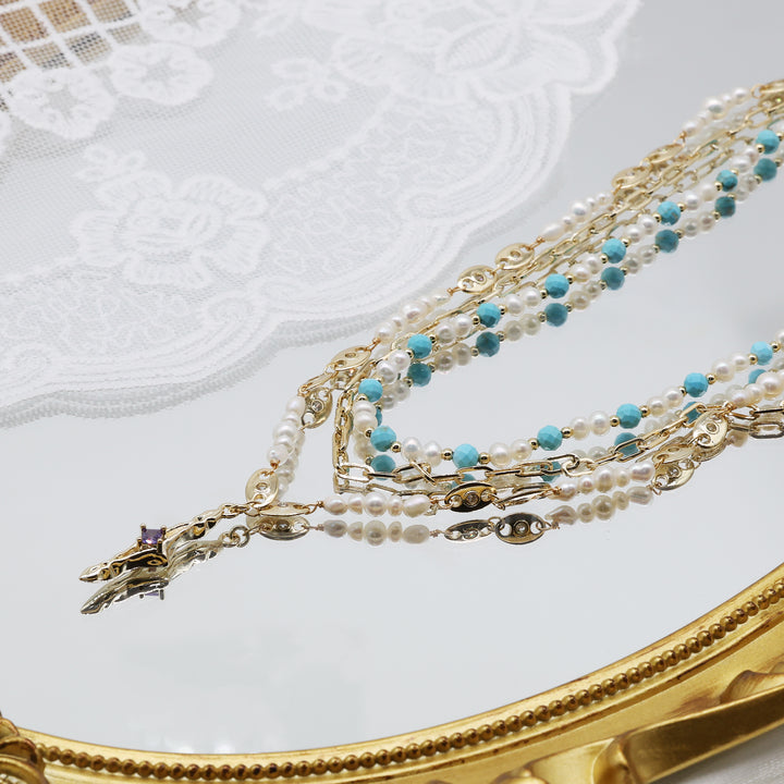 Ocean Mist Pearl & Gemstone Necklace