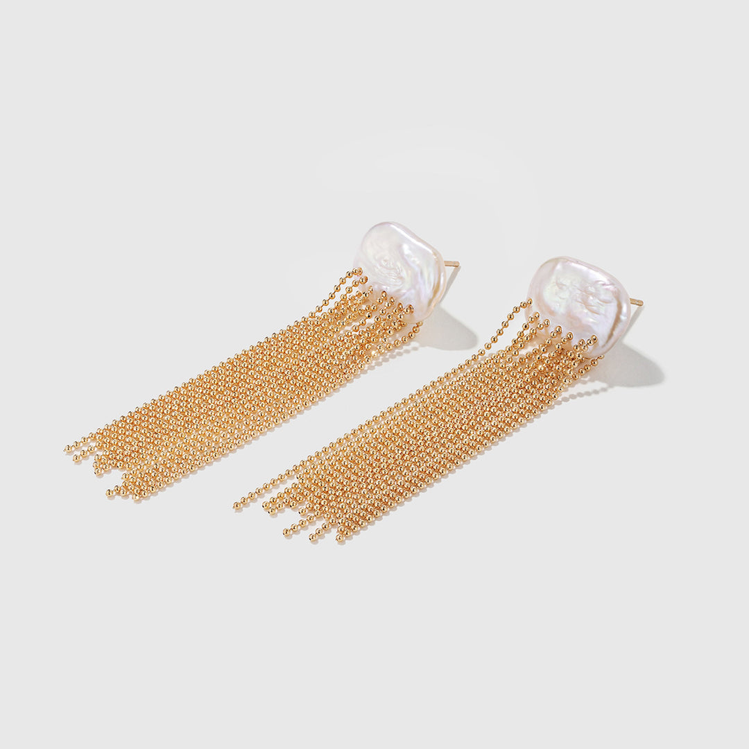 Pearl Cascade Tassel Earrings