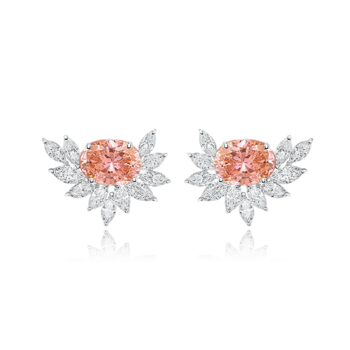 Blush Aura Silver Gem Earrings