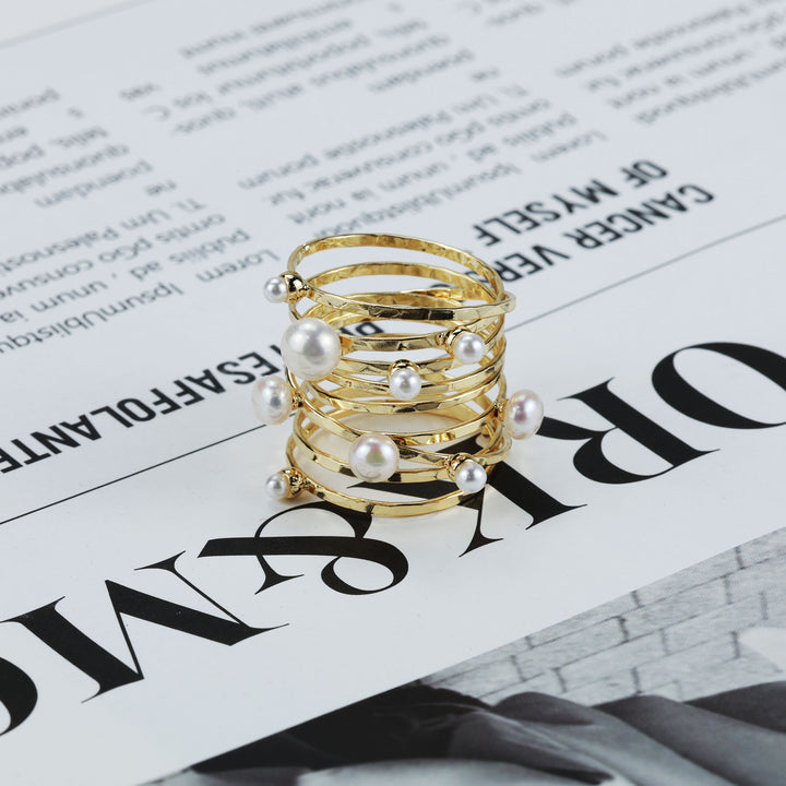 Caged Pearl Wrap Ring