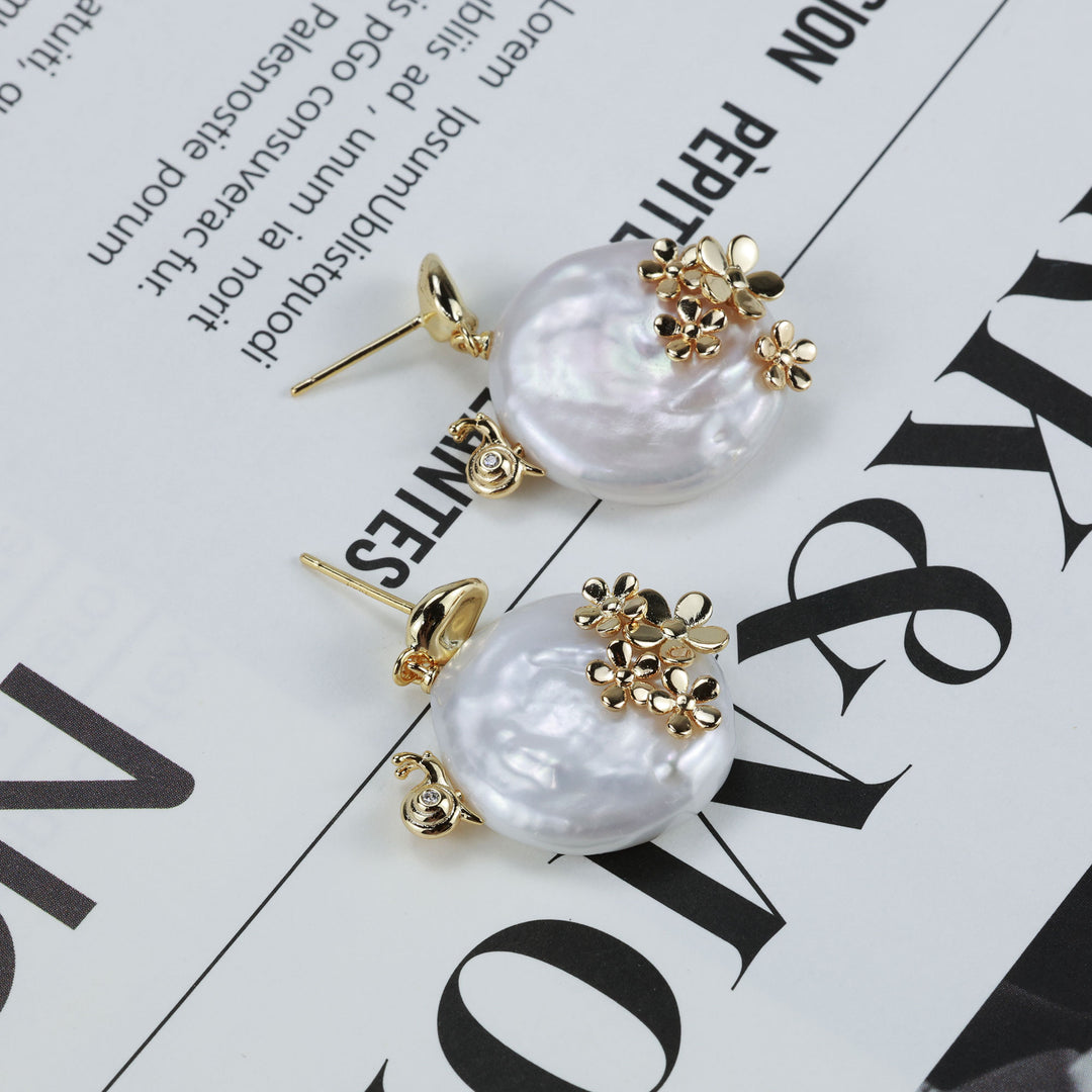 Floral Pearl Drop Earrings