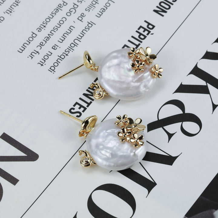 Floral Pearl Drop Earrings