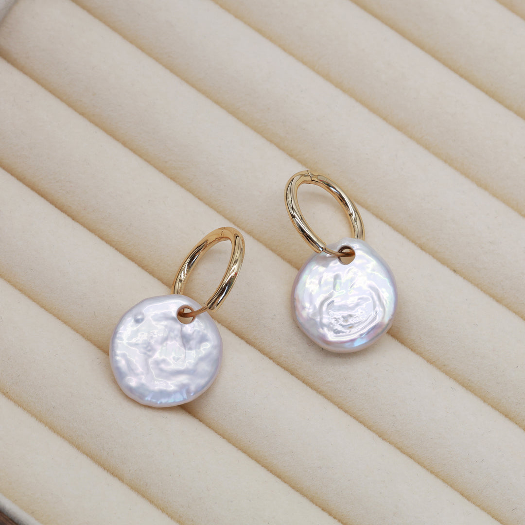 Luna Coin Pearl Hoops