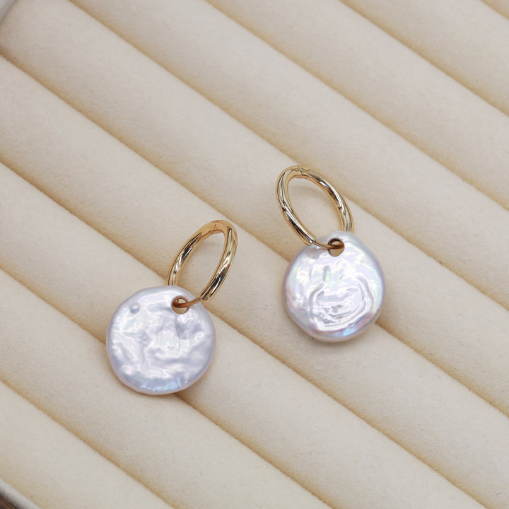 Luna Coin Pearl Hoops