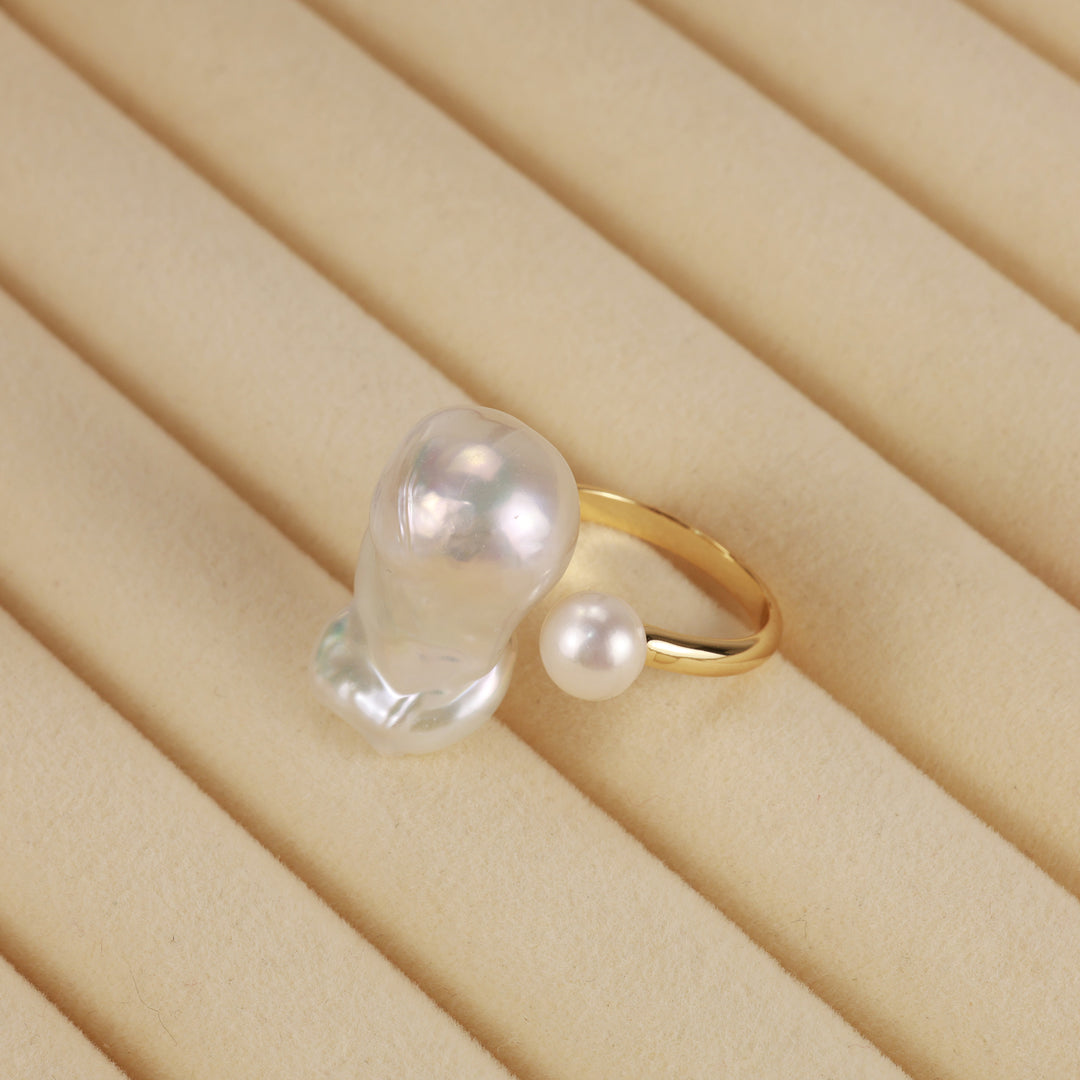 Twin Tide Baroque Pearl Ring