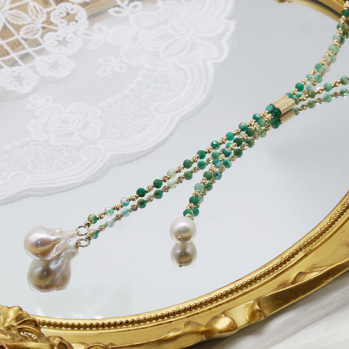 Emerald Cascade Pearl Necklace