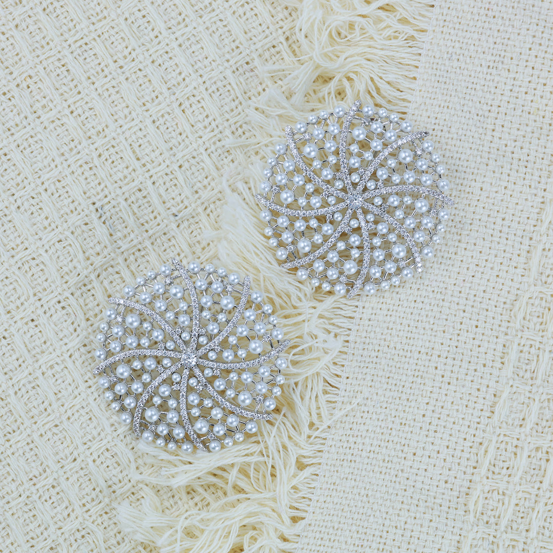 Aurora Web Statement Pearl Earrings