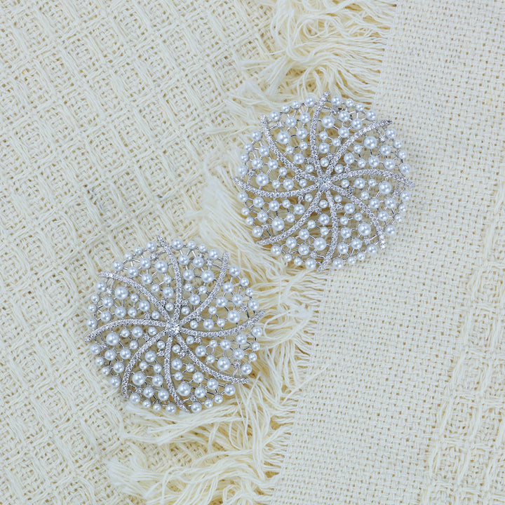 Aurora Web Statement Pearl Earrings