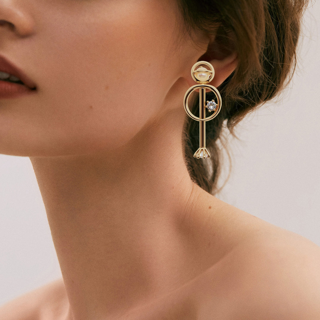 Orbit Pearl Drop Earrings