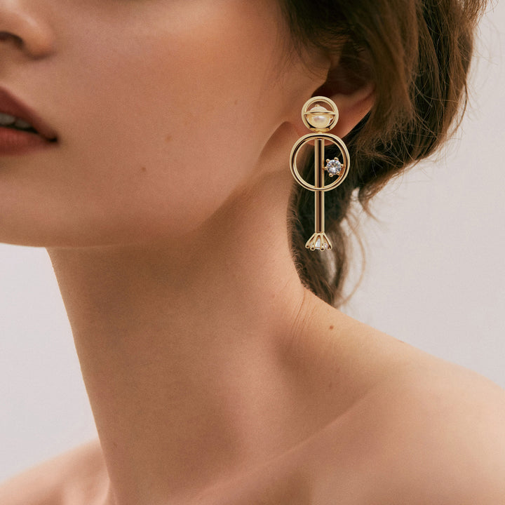 Orbit Pearl Drop Earrings