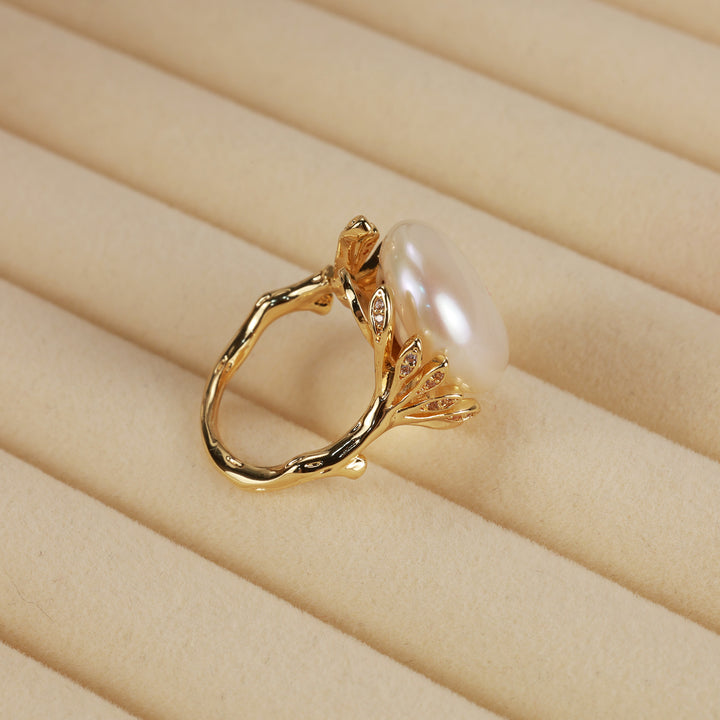 Golden Crown Pearl Ring