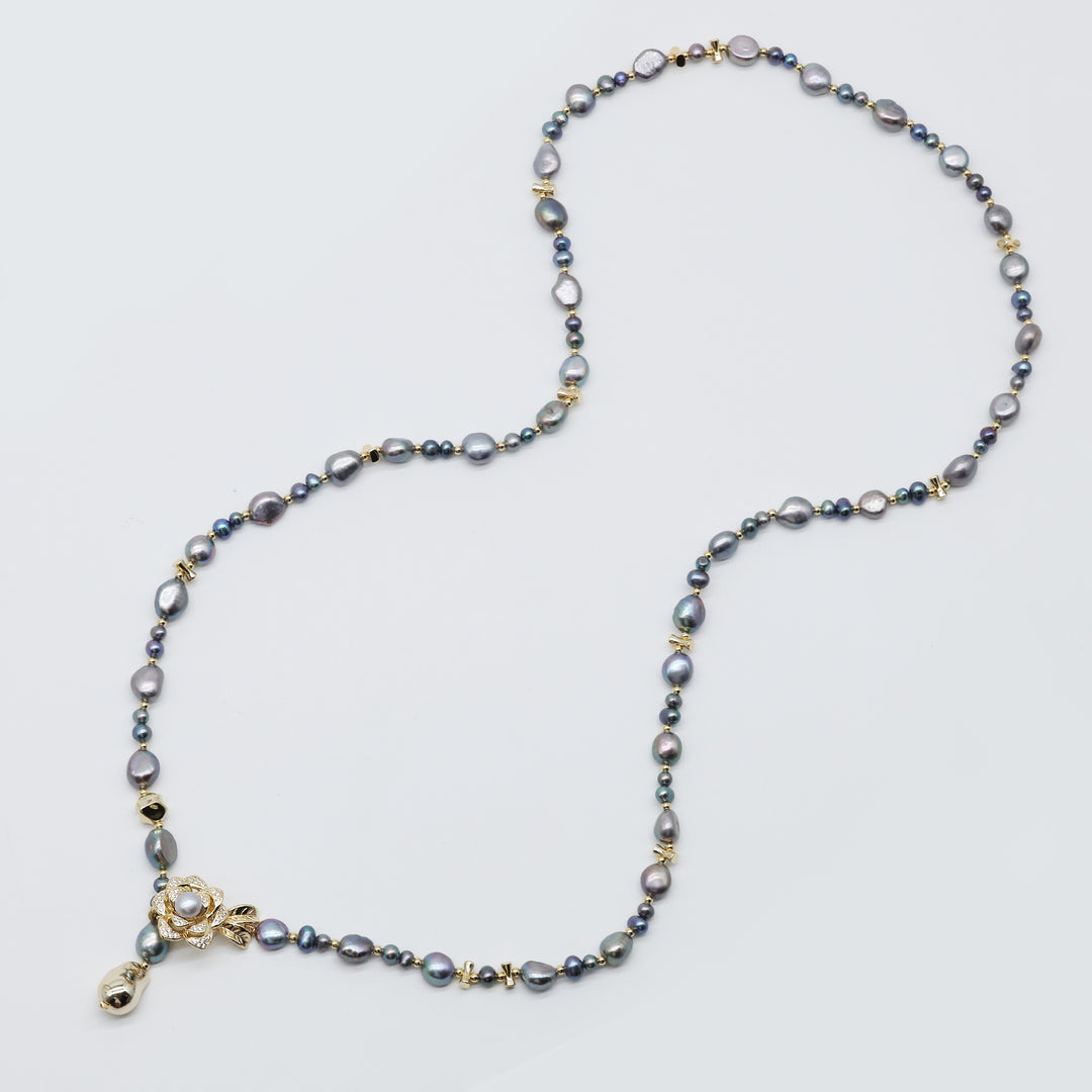 Celestine Drop Pearl Layer Necklace