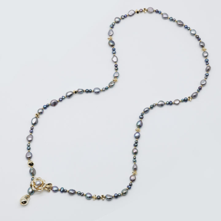 Celestine Drop Pearl Layer Necklace