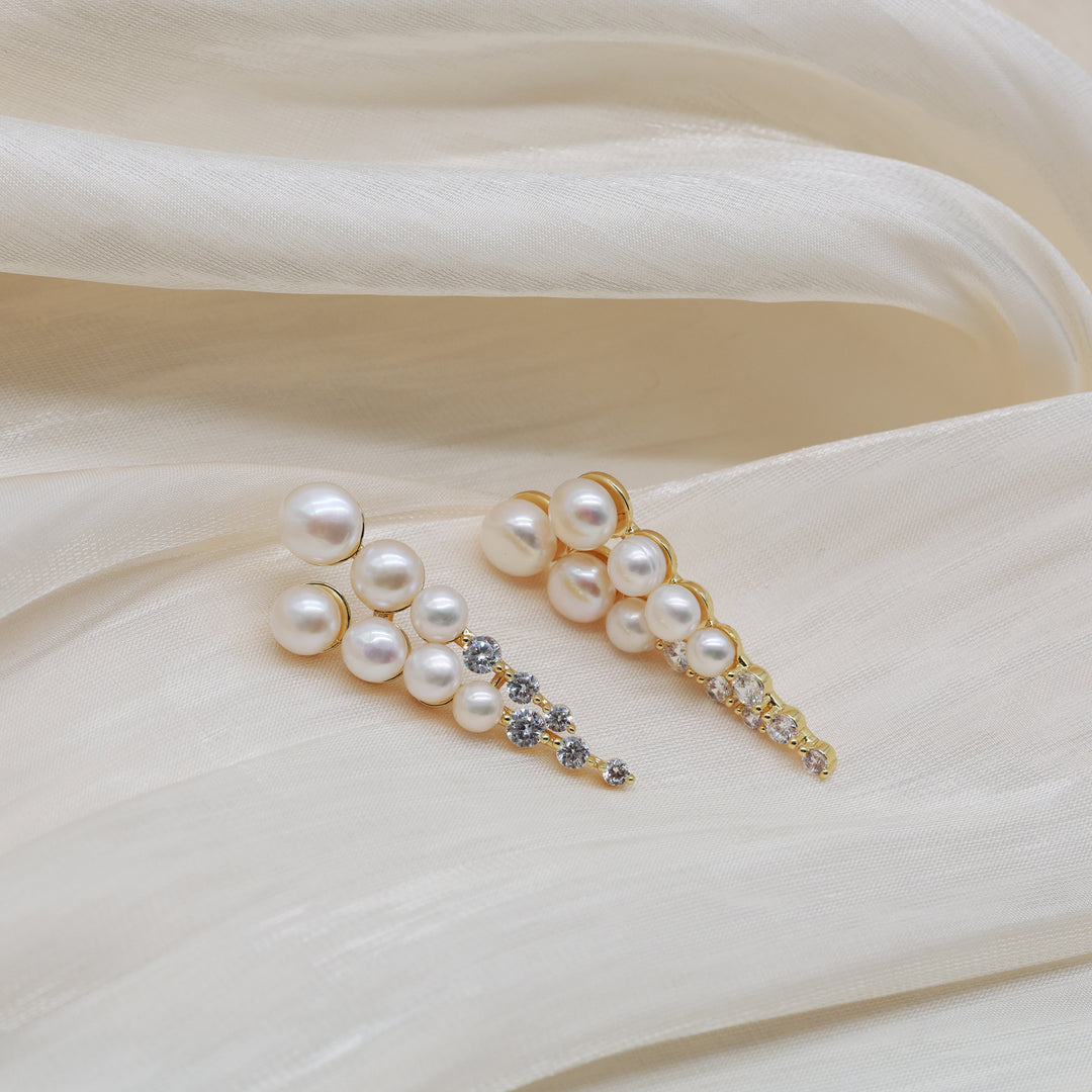 Pearl Cascade Crystal Earrings