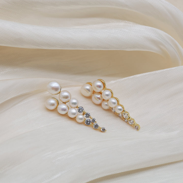 Pearl Cascade Crystal Earrings