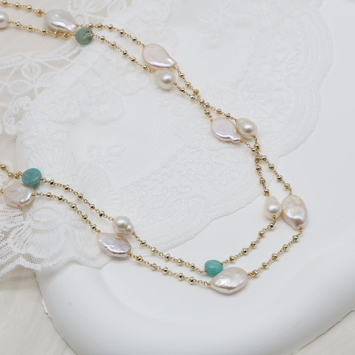 Aurelia Pearl & Jade Layered Necklace
