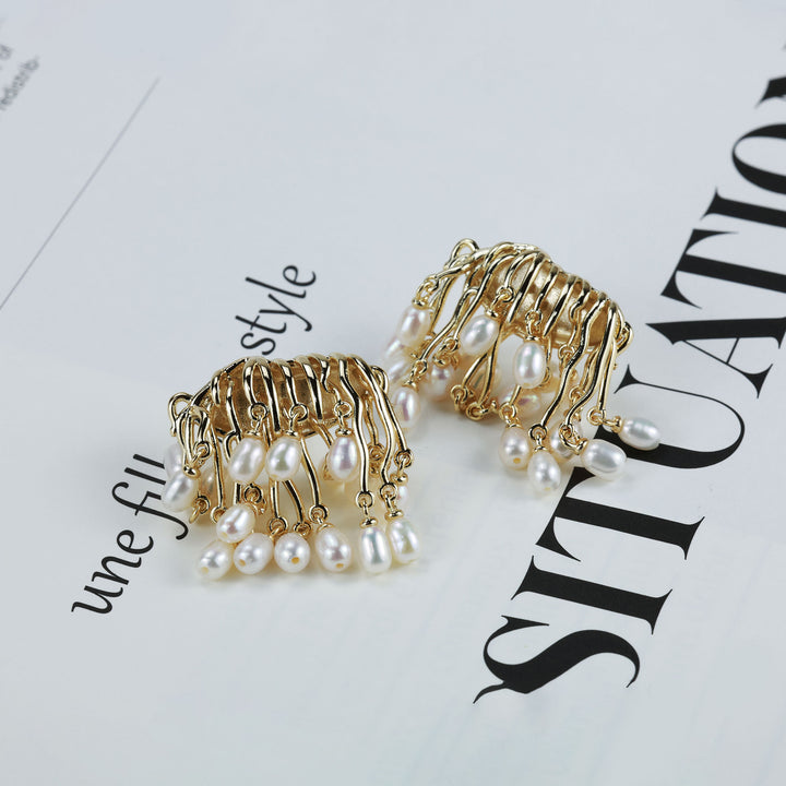 Pearl Fringe Tassel Earrings