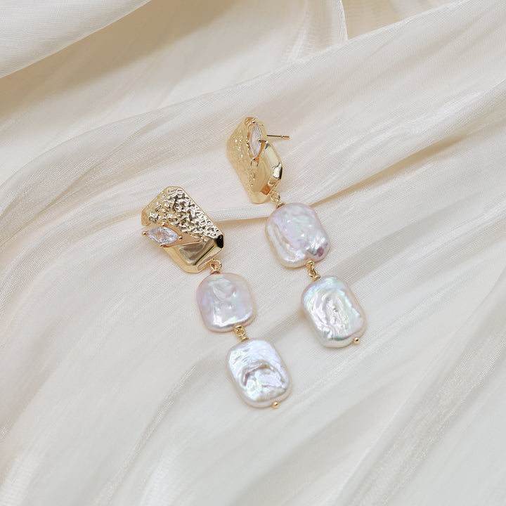 Layered Baroque Pearl Drop Earrings
