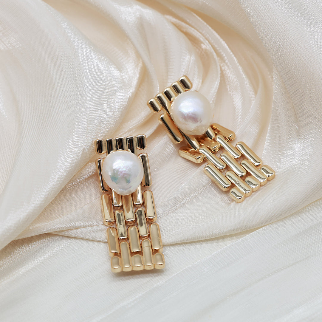 Modular Link Pearl Earrings