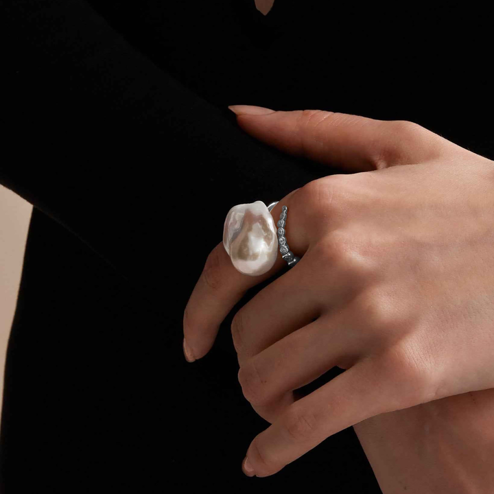 Starlit Splendor Baroque Pearl Ring