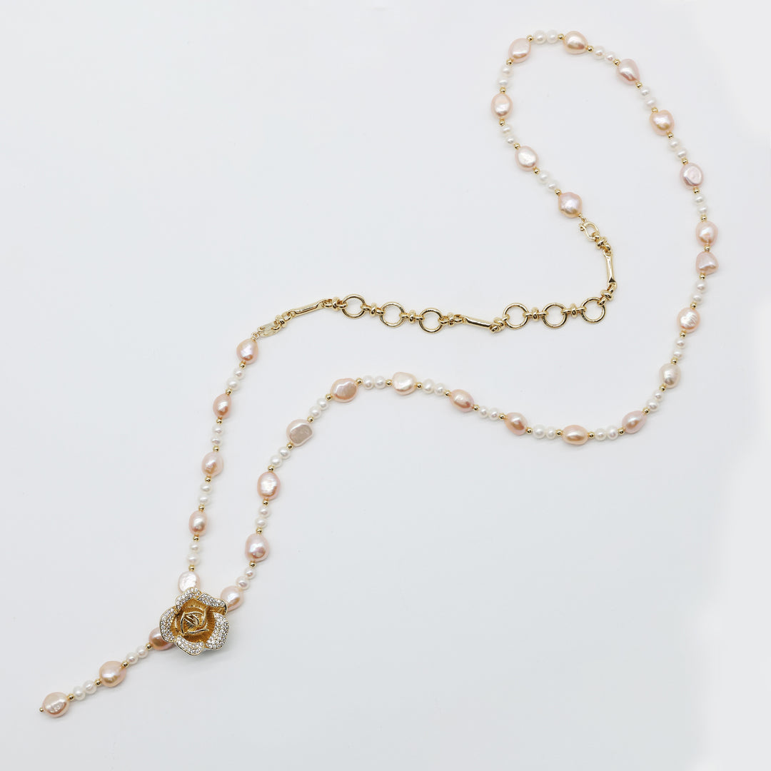 Rosé Dual Strand Pearl Necklace