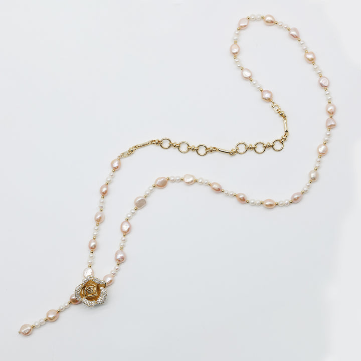 Rosé Dual Strand Pearl Necklace