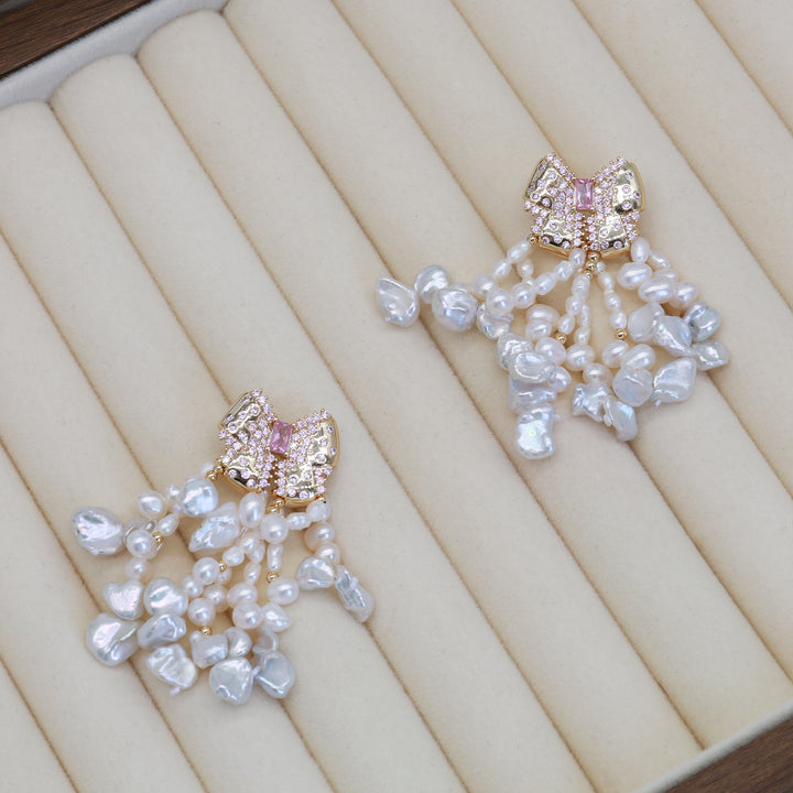 Roselle Pearl Cascade Earrings