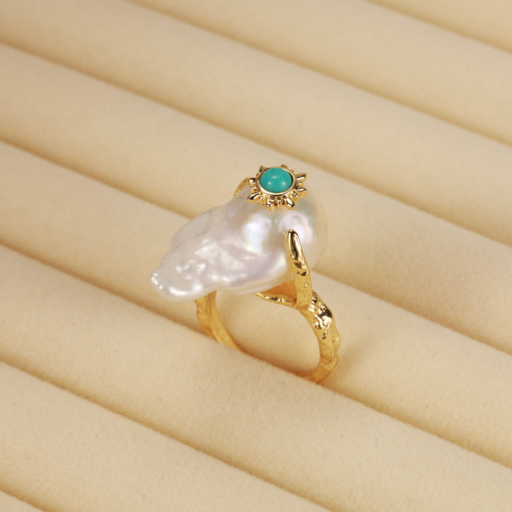 Turquoise Crown Baroque Pearl Ring