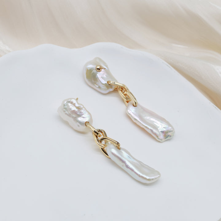 Baroque Stick Pearl Drop Earrings