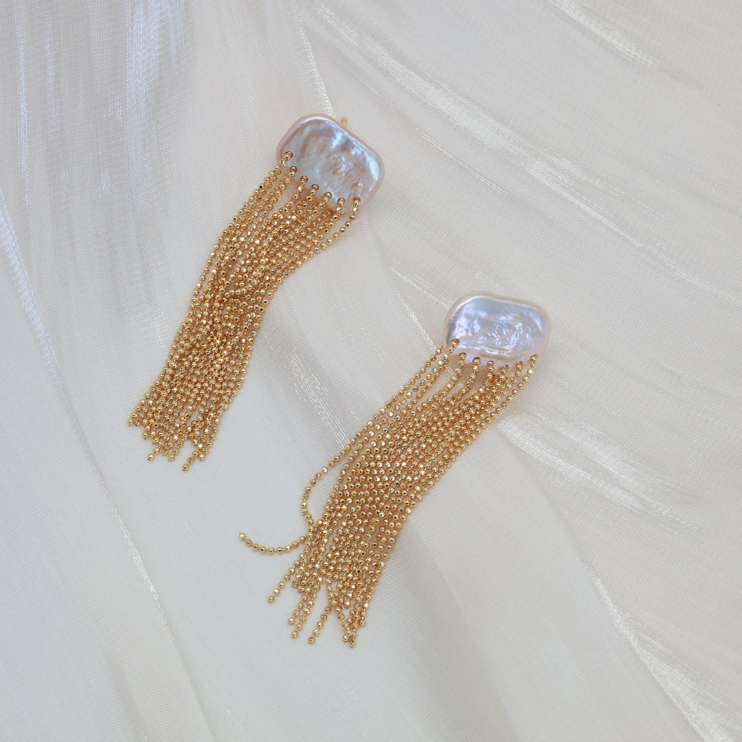 Celeste Pearl Fringe Earrings