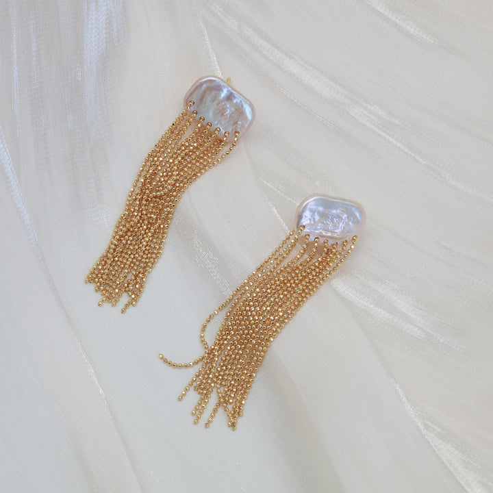 Celeste Pearl Fringe Earrings