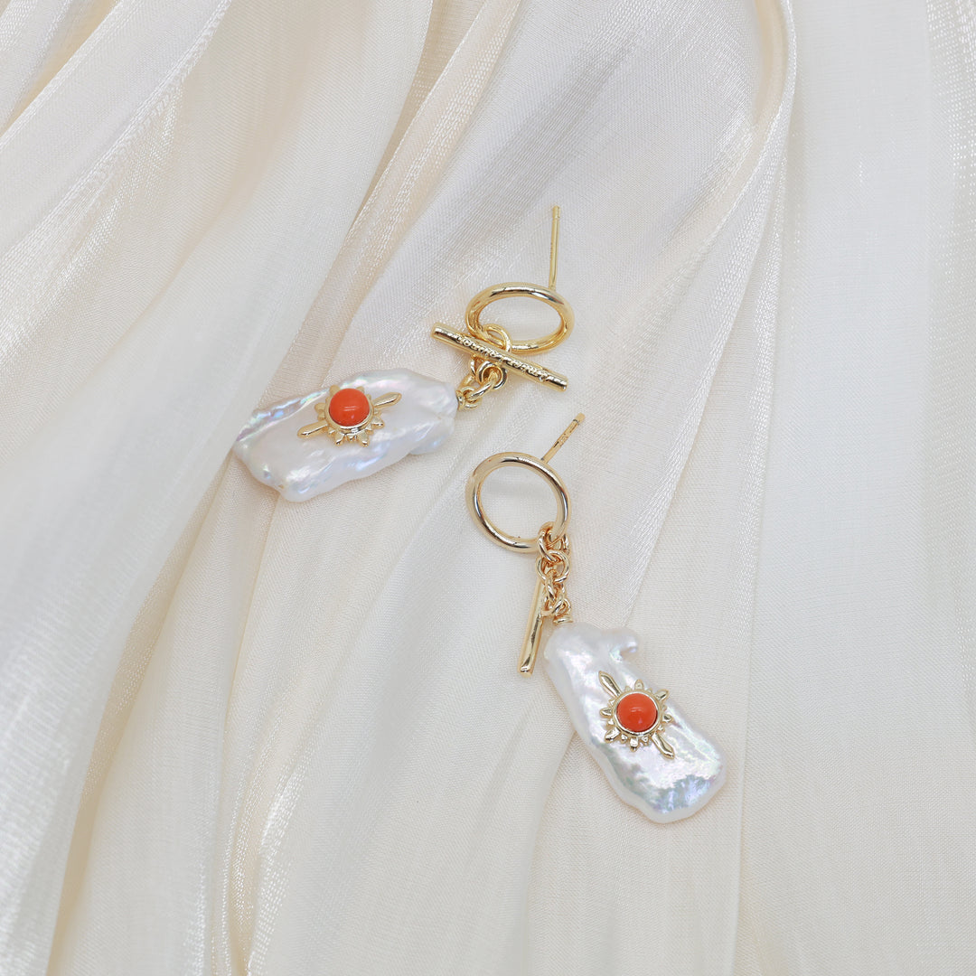 Solar Pearl Drop Earrings
