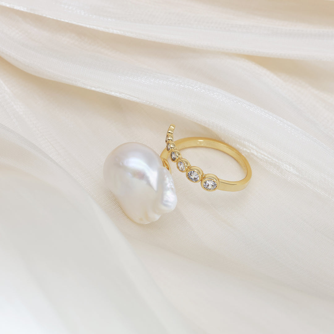 Starlit Splendor Baroque Pearl Ring
