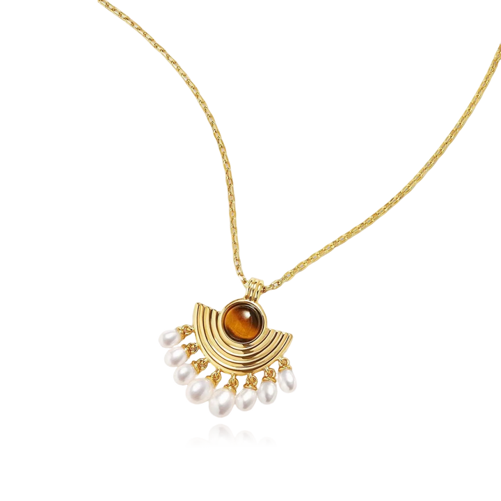 Vintage Chic Tiger's Eye and Pearl Necklace