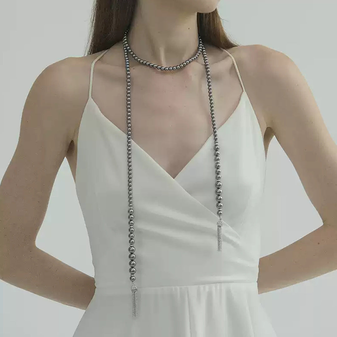 Midnight Tassel Pearl Necklace