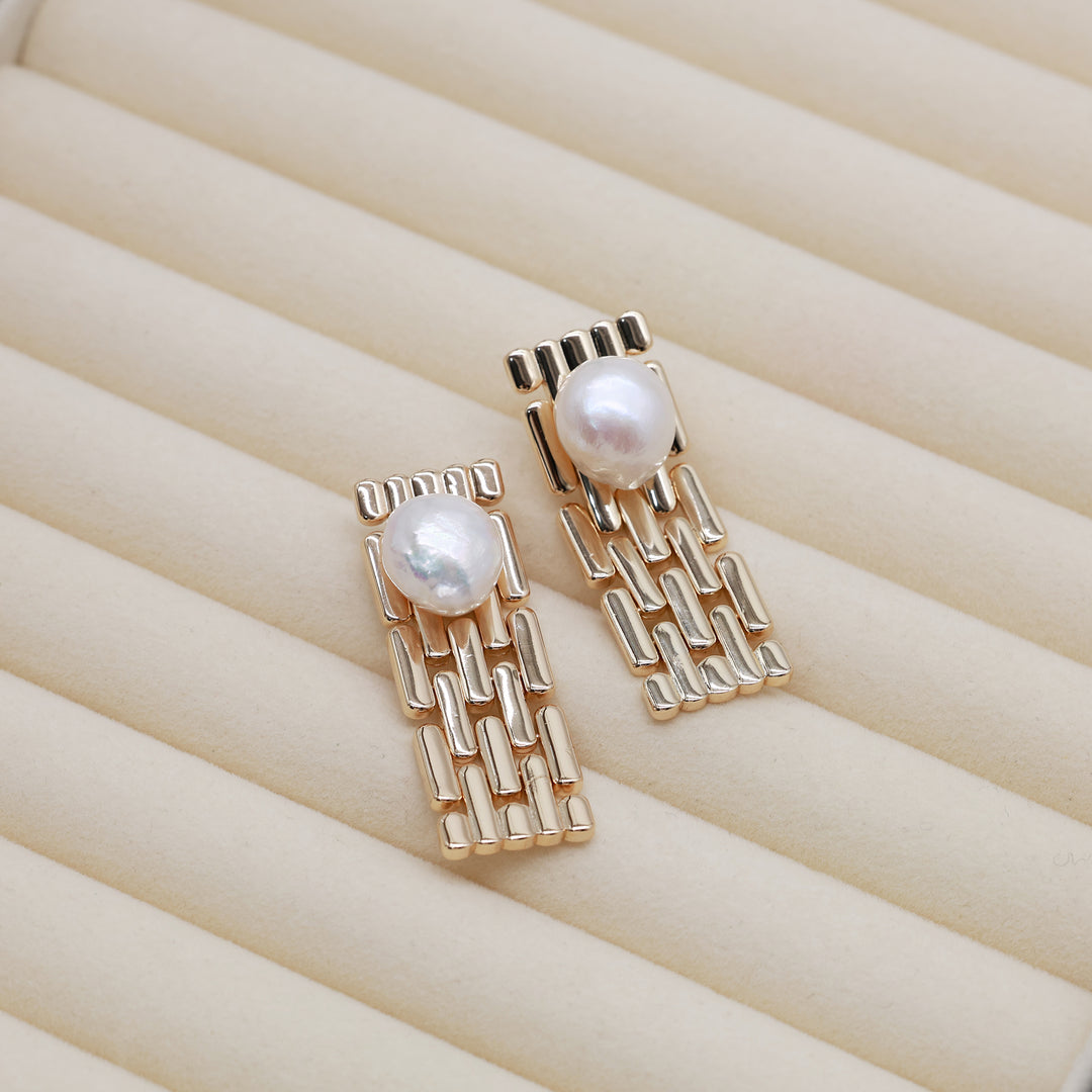 Modular Link Pearl Earrings
