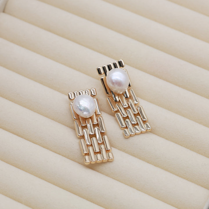 Modular Link Pearl Earrings
