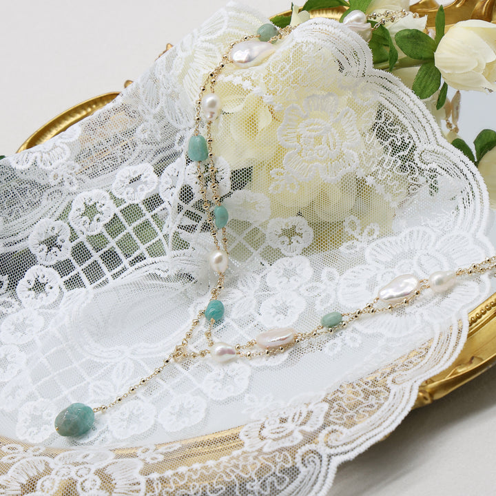 Aurelia Pearl & Jade Layered Necklace