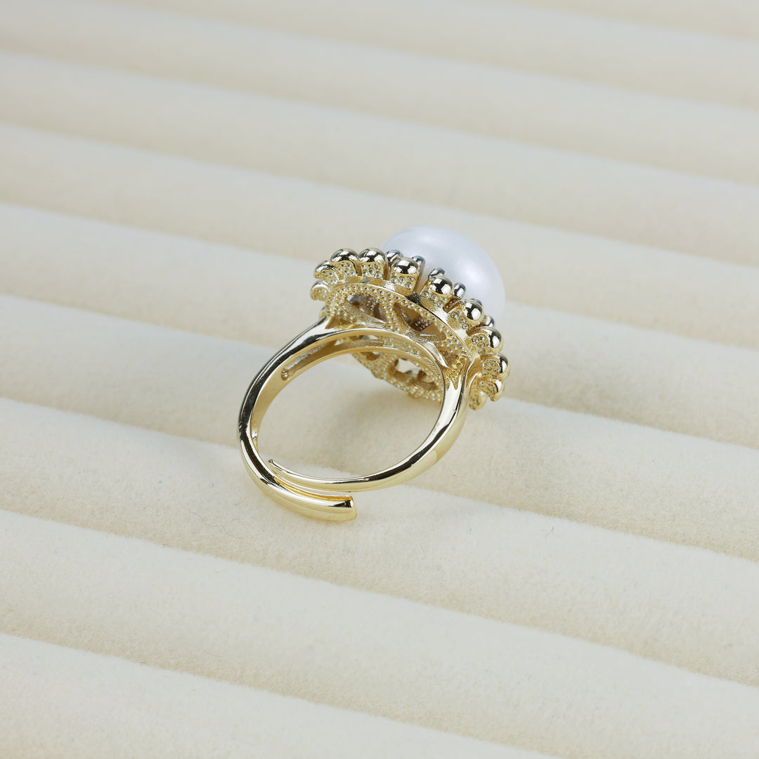 Radiant Halo Pearl Ring
